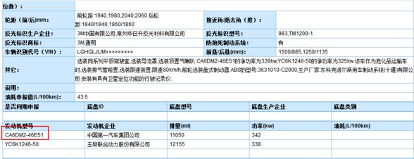 發(fā)動(dòng)機(jī)型號：錫柴CA6DM2