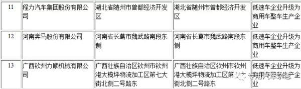 三家汽車企業(yè)從低速車企業(yè)升級為商用車整車企業(yè)，