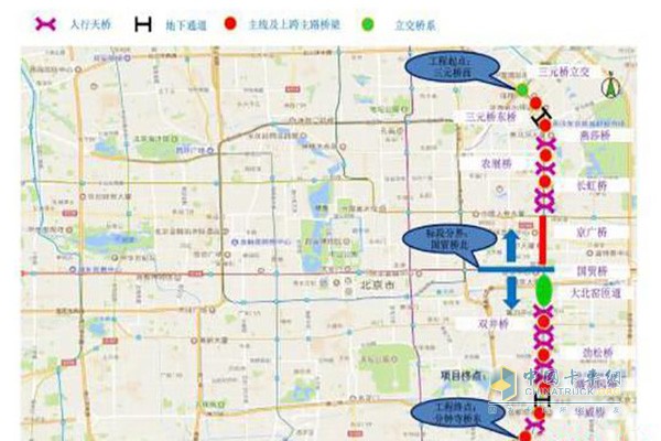 北京市重要交通干線——東三環(huán)主路大修5日正式啟動(dòng)，大修路段北起三元橋西，南至分鐘寺橋東，全長(zhǎng)10.86公里，計(jì)劃于10月底前全部完工。