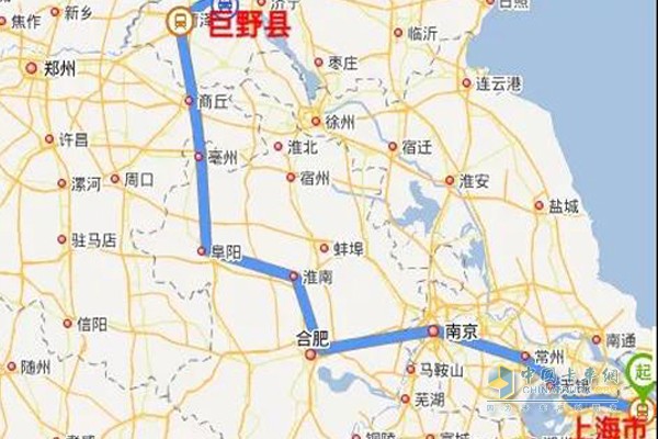 中國重汽“年，豪沃、豪瀚送您回家過”活動(dòng)上海-巨野路線圖