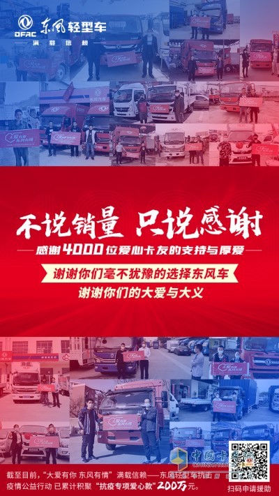 超4000位卡友參與愛(ài)心義捐，與東風(fēng)輕型車(chē)一道馳援抗疫