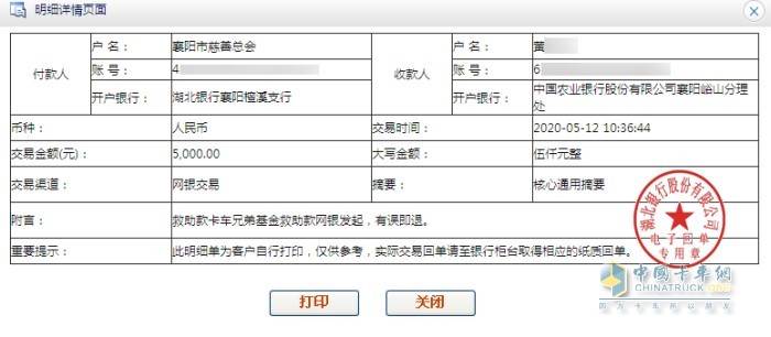 東風(fēng)汽車(chē)股份“卡車(chē)兄弟愛(ài)心基金”的愛(ài)心款