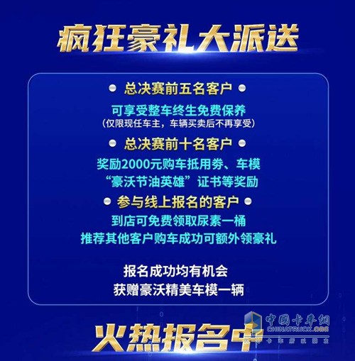 2022年豪沃載貨車全國(guó)節(jié)油總決賽正式開啟報(bào)名