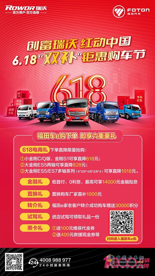 福田瑞沃工程車 618 雙補(bǔ)鉅惠購車節(jié)