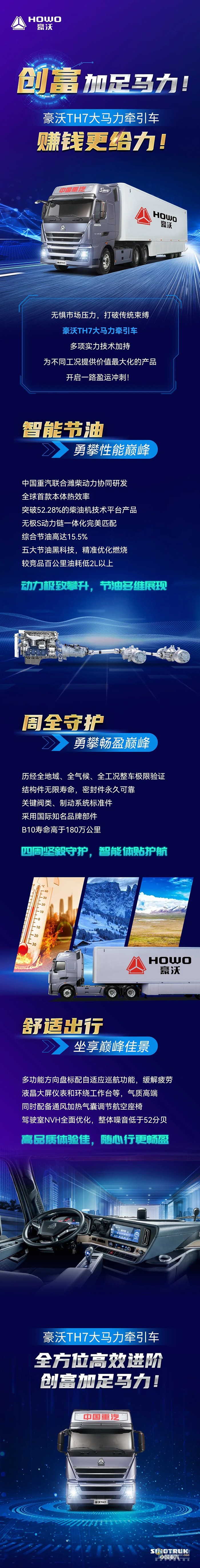 創(chuàng)富加足馬力！豪沃TH7大馬力牽引車，賺錢更給力！