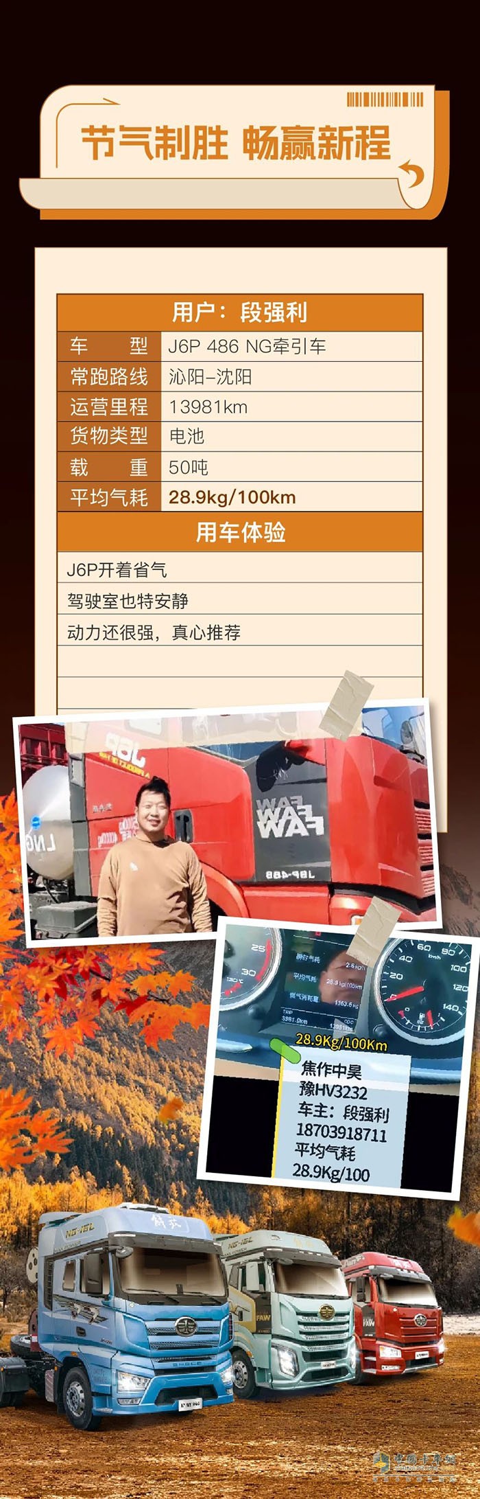 百公里氣耗28.9kg！段師傅致富之路駕J6P，省氣又安心！