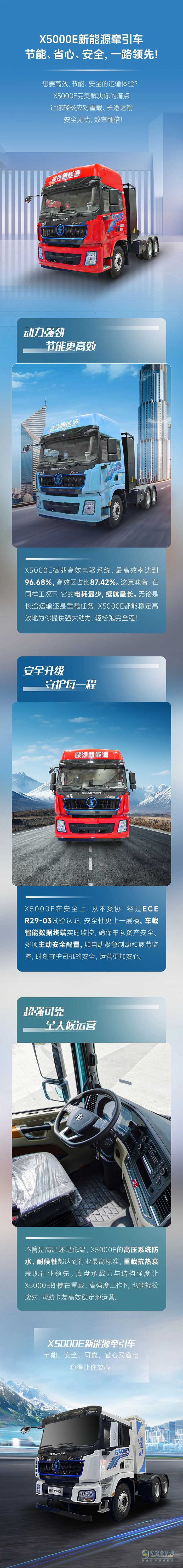 陜汽X5000E新能源牽引車：節(jié)能、省心、安全，一路領(lǐng)先！