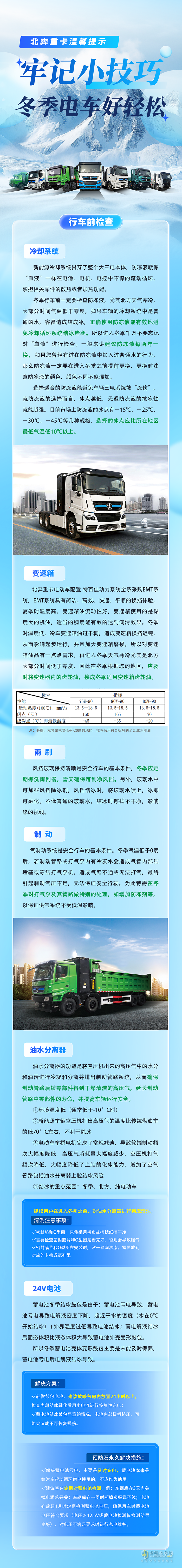 北奔重卡溫馨提示：牢記小技巧，冬季電車好輕松！