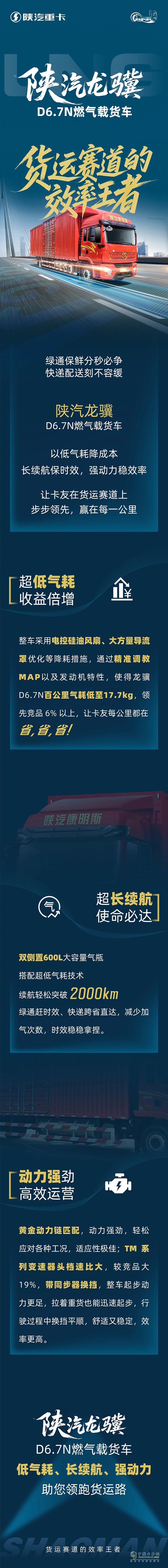 陜汽龍驥D6.7N燃氣載貨車，貨運賽道的效率王者！