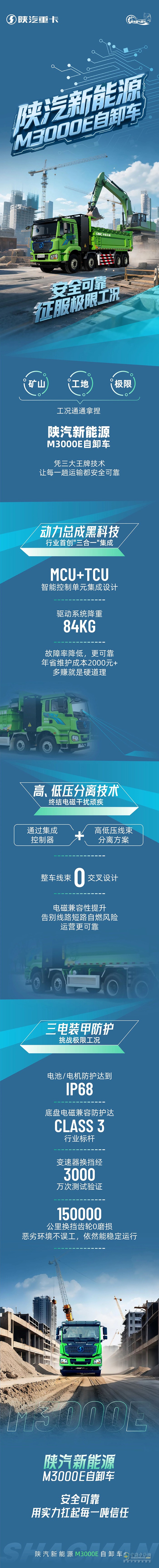 陜汽新能源M3000E自卸車，安全可靠征服極限工況！