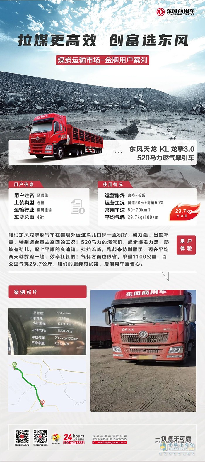 馬師傅的疆煤專線：520馬力龍擎燃氣車，29.7kg氣耗跑贏1100公里！