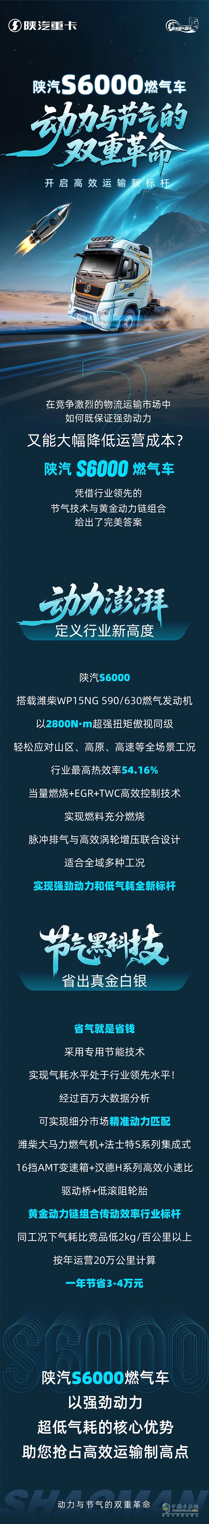 陜汽S6000燃?xì)廛?，?dòng)力與節(jié)氣的雙重革命，開啟高效運(yùn)輸新標(biāo)桿！