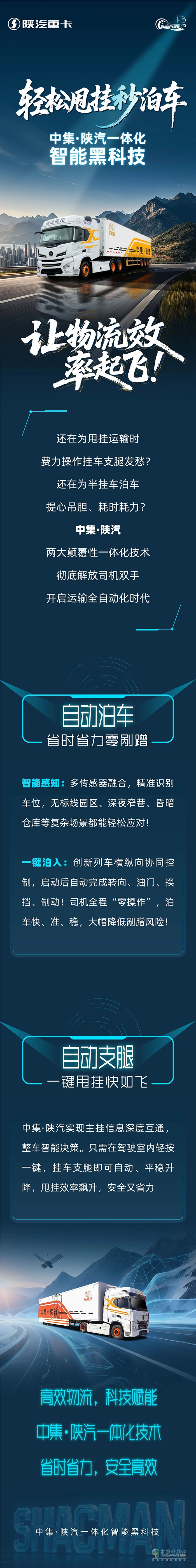 輕松甩掛秒泊車！中集·陜汽一體化智能黑科技，讓物流效率起飛!