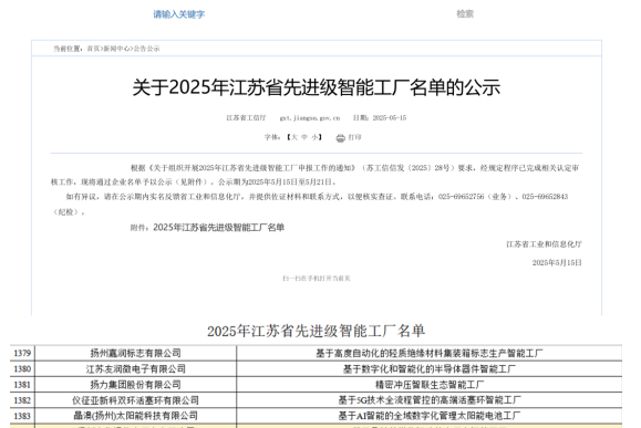 揚州通華專用車有限公司榮膺《2025年江蘇省先進級智能工廠》稱號