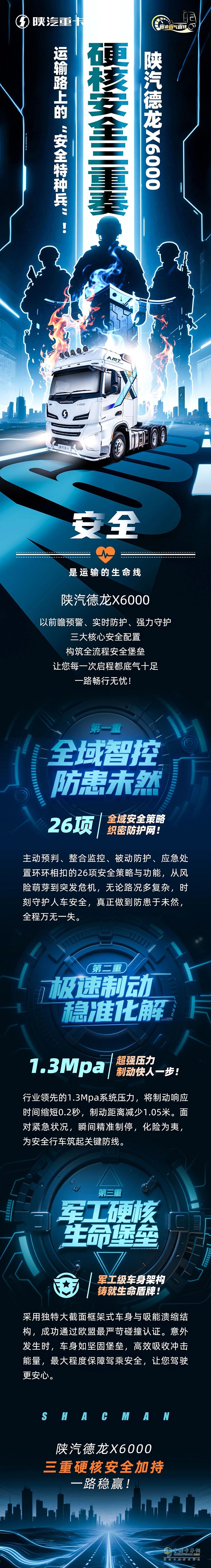 硬核安全三重奏！陜汽德龍X6000，運(yùn)輸路上的“安全特種兵”！