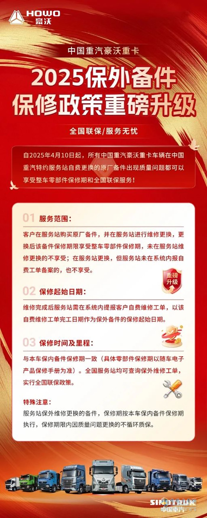 重要通知！豪沃重卡2025保外備件保修政策重磅升級(jí)