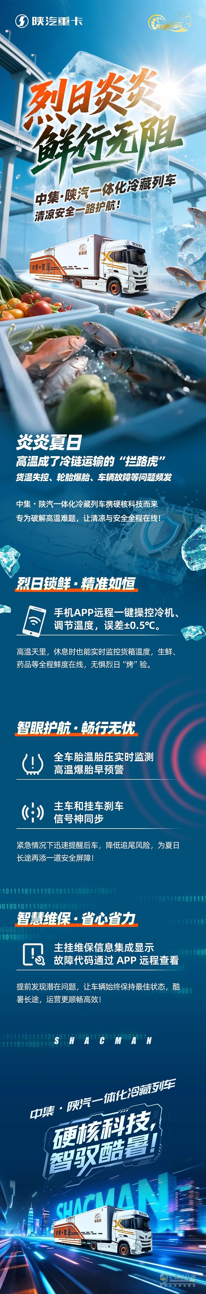 \中集·陜汽一體化冷藏列車，清涼安全一路護(hù)航!
