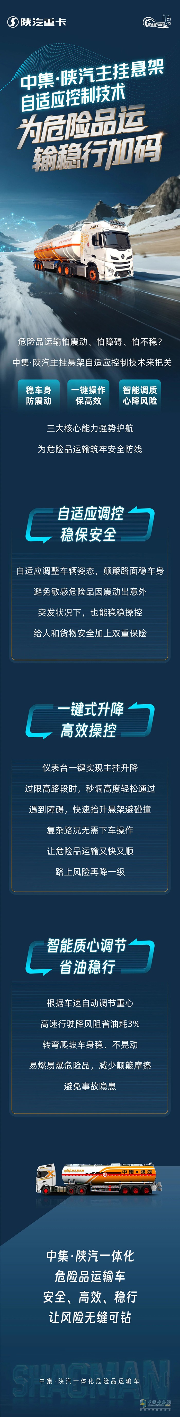中集·陜汽主掛懸架自適應(yīng)控制技術(shù)，為危險(xiǎn)品運(yùn)輸穩(wěn)行加碼！