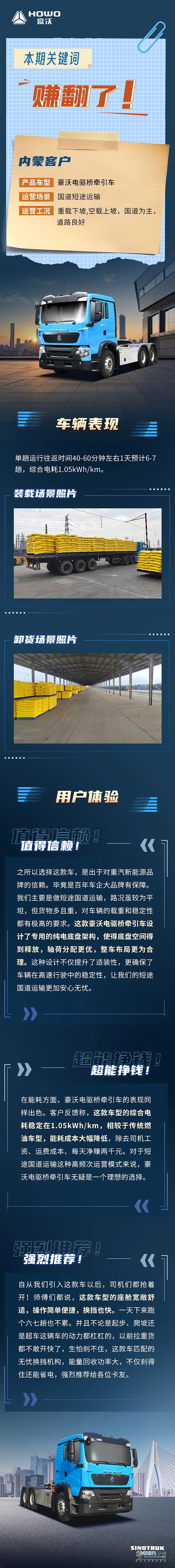 開中國重汽豪沃牽引車，真的賺翻了