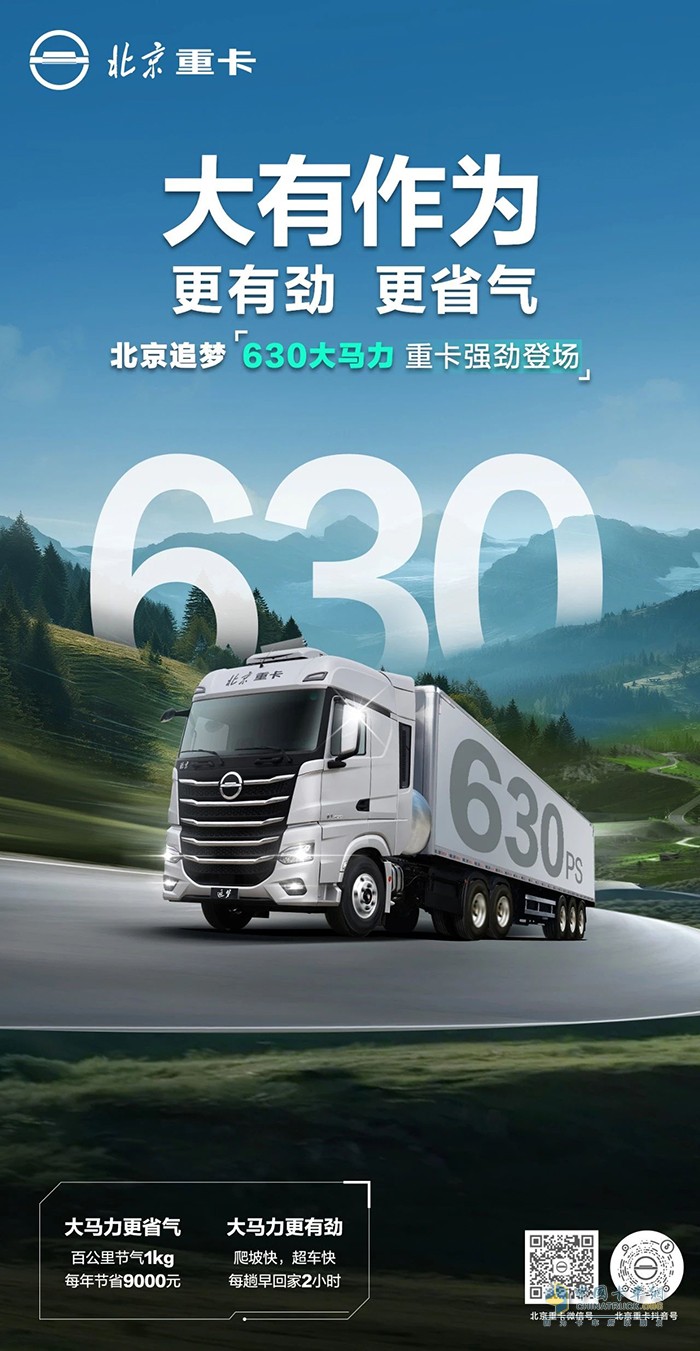更省氣！更有勁！北京追夢630大馬力重卡強(qiáng)勁登場！