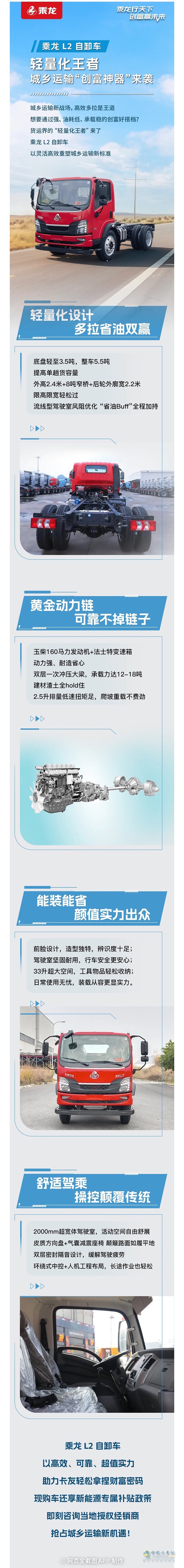 乘龍L2自卸車，輕量化王者，城鄉(xiāng)運(yùn)輸“創(chuàng)富神器”來襲！